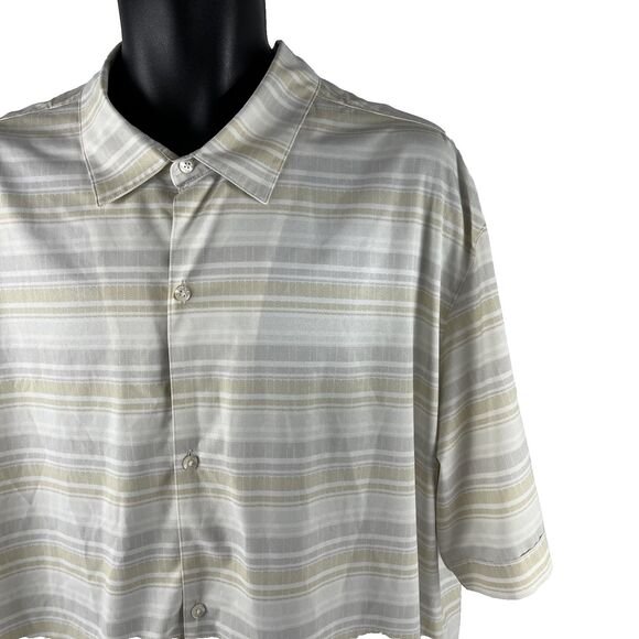 Mens Nike Golf Dri-Fit Tiger Woods Short Sleeve Button Up Shirt Sz XL Striped - Picture 2 of 9